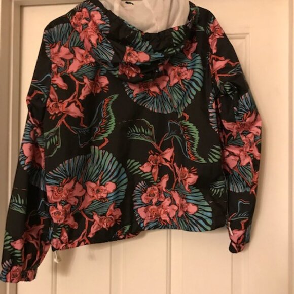 Levi Women Hooded Floral Windbreaker Jacket Size Small 1/2 Zip - Picture 5 of 5